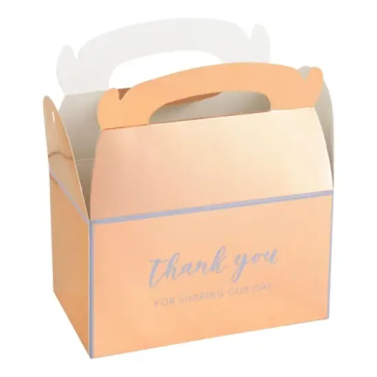 Sparkle and Bash 24 Pack Rose Gold Thank You Party Favor Gable Gift Boxes for Wedding, Birthday Party, 6.25 x 3.5 x 3.5 In image {5}