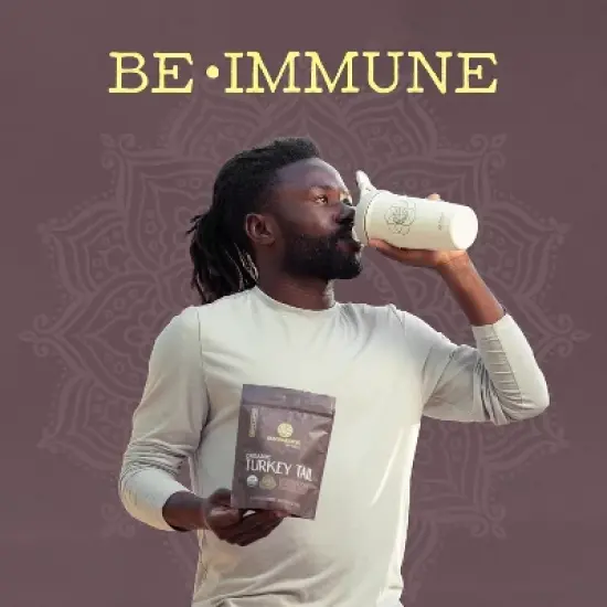 Sunwarrior Organic Turkey Tail Mushroom Powder, Be Well Turkey Mushroom Immune Support, Microbiome Gut Health Support, 50 Servings 100g Pouch image {8}