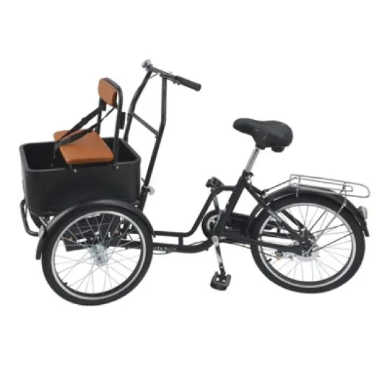 Topteng 20" Tricycle Shopping Three Wheel Bike with Children Seat & Basket image {1}