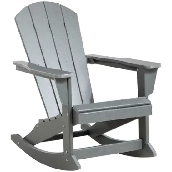Outsunny Outdoor Rocking Chair, HDPE Adirondack Porch Rocker Chair for Garden, Patio image {7}