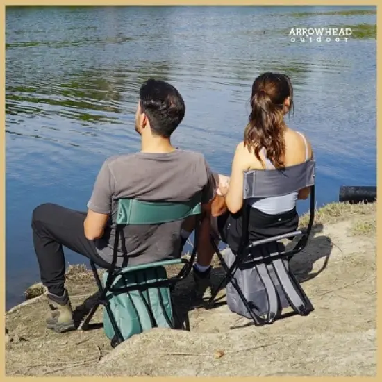 Arrowhead Outdoor Multi-Function 3-in-1 Compact Camp Chair: Backpack, Stool & Insulated Cooler, w/Bottle Holder & Storage Bag, Hiking (Ocean Blue) image {3}