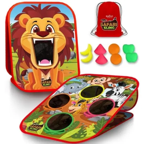 Swooc Games - Safari Sling&trade; | 2-in-1 Bean Bag Toss Game for Kids | 5-Second Setup Kids Cornhole Game Set | Outdoor Toddler Activities | Backyard Games image {6}