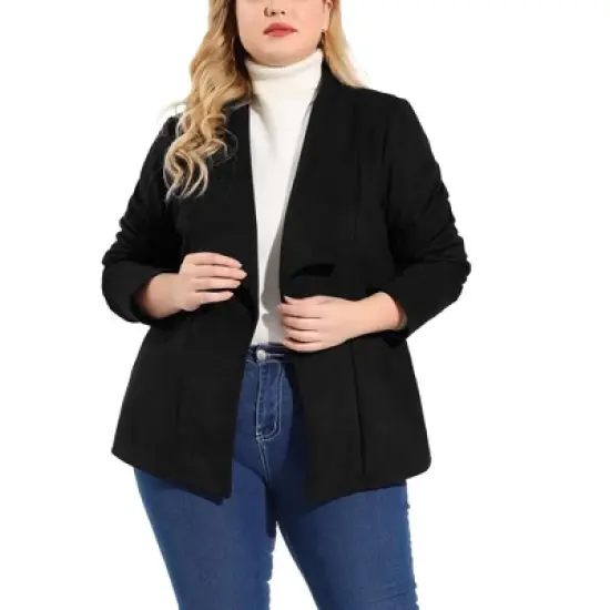 Agnes Orinda Women's Plus Size Jacket Drop Shoulder Moto Stretch Long Sleeves Drape Suede Cardigans image {7}