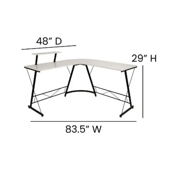 Flash Furniture L-Shaped Desk 71.5" Computer Corner Desk, Home Office Corner Desk, Gaming Desk, Space Saving, Easy to Assemble image {3}