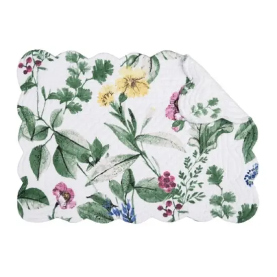 C&F Home Marcy Blooms Scalloped Placemats Set of 6 Floral Design All, 13" x 19" image {1}