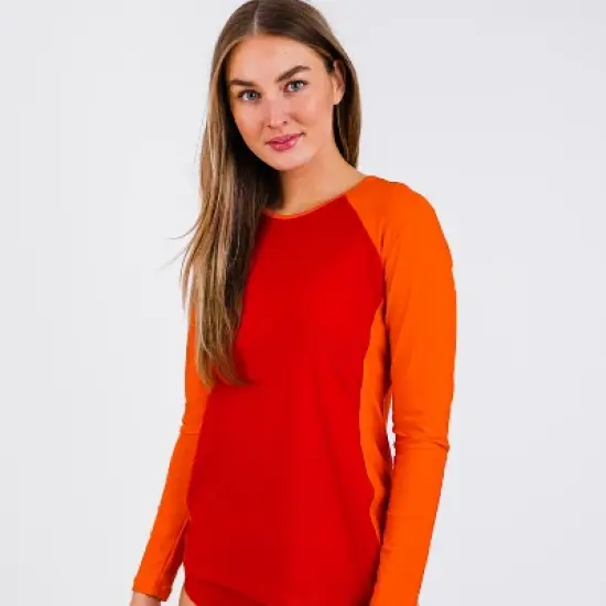 Calypsa Womens Raglan Color Block Rash Guard" image {3}