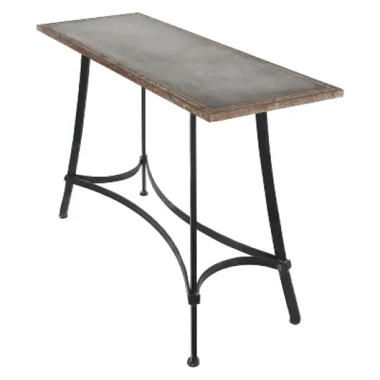 Metal Industrial Arts Style Rectangular Console Table Brown - Olivia & May image {2}