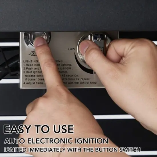 52inch Outdoor Propane Fire Pit Table, 50,000 BTU Rectangle Gas Fire Pit Table with Lid&Rain Cover image {4}