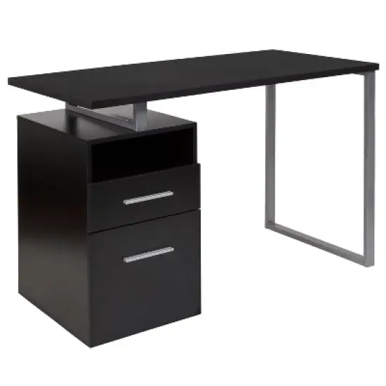 Emma and Oliver Desk with Two Drawers and Metal Frame image {11}