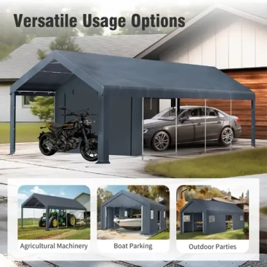 Captiva Designs Outdoor Portable Storage Shelter - Choose Between Two Spacious Garage Tents with Roll-Up Zipper Doors image {10}