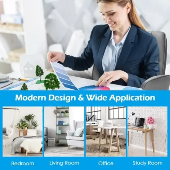 Costway Modern Home Office Leisure Chair PU Leather Adjustable Swivel w/ Armrest image {4}