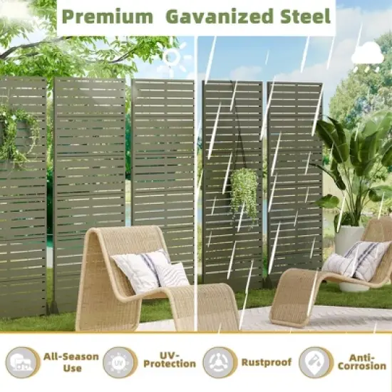 PexFix 72 in. x 35 in. Outdoor Privacy Rectangle Screen Galvanized Steel Panel Divider in Green image {2}