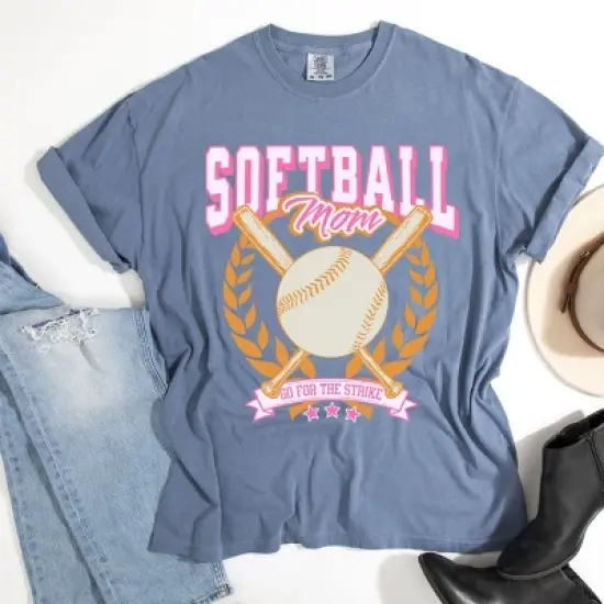 Simply Sage Market Softball Mom Crossed Bats Garment Dyed Tee image {2}