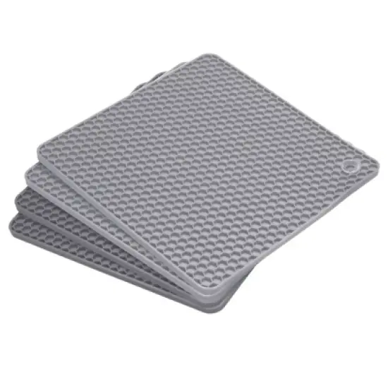 Unique Bargains Silicone Heat Resistant Multi-purpose Trivet Mat 4 Pcs image {5}