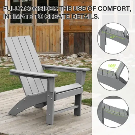 GARPROVM Cozy HDPE Adirondack Chair Weather-Resistant Outdoor Patio Chair image {5}