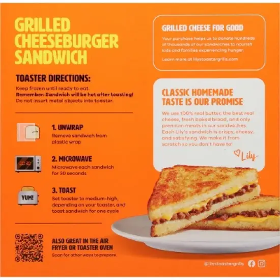 Lily's Toaster Grills Frozen Cheeseburger - 7.1oz image {3}