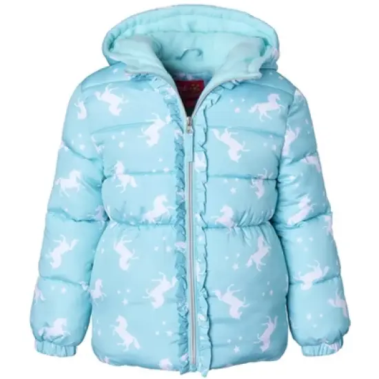 Pink Platinum Girls' Unicorn Puffer Jacket image {2}