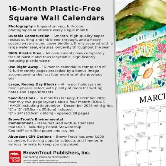 Hopper Studio Faith 2026 12"x24" Hanging Square Wall Calendar Plastic-Free image {5}