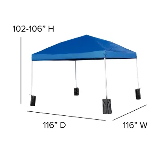 Flash Furniture 10'x10' Pop Up Event Canopy Tent with Wheeled Case and Folding Bench Set - Portable Tailgate, Camping, Event Set image {5}
