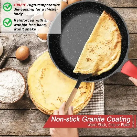 Pots Pans Set, imarku 16pcs Cookware Sets Nonstick Granite Coating, Induction Kitchen Cookware Easy to Clean,Cooking Pot Pan Set with Stay-Cool Handle image {6}