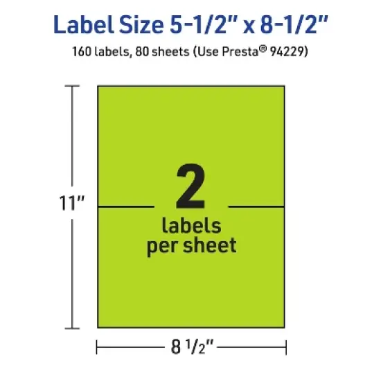 Avery Bright Green Paper Labels, 5.5" x 8.5" Rectangle image {4}