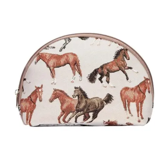 Signare USA Running Horse Brown Cosmetic Bag/ Makeup Bag image {5}