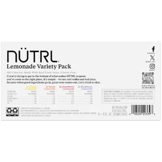 Nutrl Lemonade Variety Pack - 8pk/355ml Cans image {9}