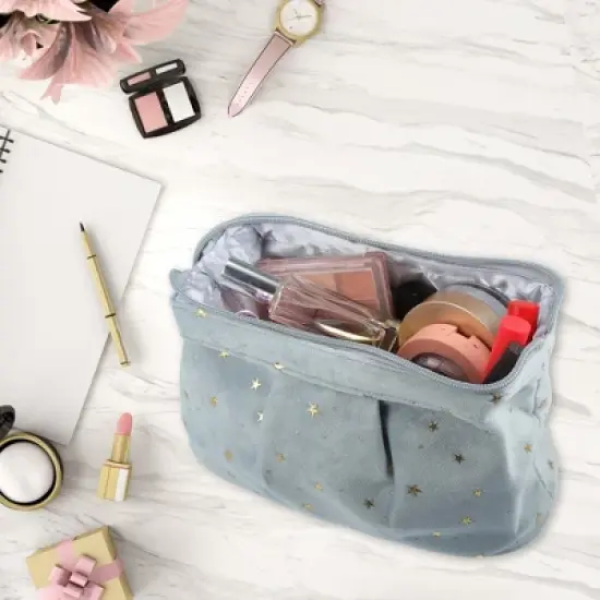 Unique Bargains Starry Pattern Velvet Makeup Bag 1 Pc image {1}