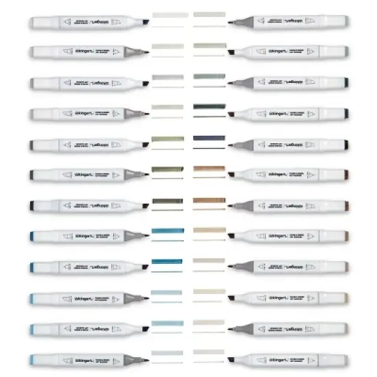 KINGART PRO Double-Ended Alcohol Markers, 24 Gray Tone Colors image {2}