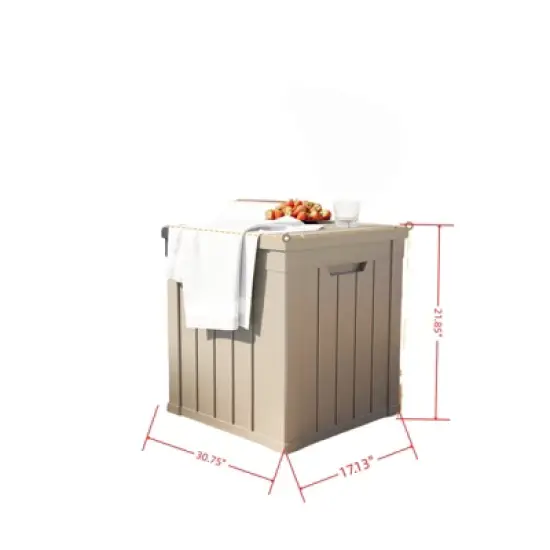 DSVIMOY Deck Boxes, 4-Piece 45 Gal Outdoor Storage Deck Box, Small Patio Storage Bin for Garden Tools, Black & Brown, 30.75"*17.13"*21.85" image {2}