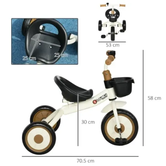 INFURNIC Baby Walkers Kids Tricycle for Toddlers 2-5 with Adjustable Seat, Toddler Bike for Children with Basket, White, 27.80"*20.90"*22.80" image {3}