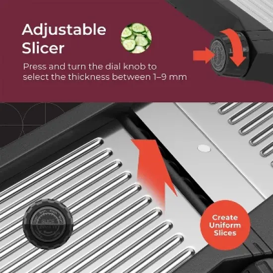 MuellerLiving Mandoline Slicer for Kitchen, Stainless Steel, Slice or Julienne, Vegetable Chopper, Fruit Slicer image {4}