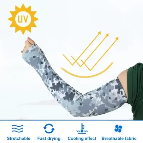 Unique Bargains Basketball Sports Camouflage Cooling Arm Elbow Compression Sleeve Black Gray Green White 1 Pair image {2}