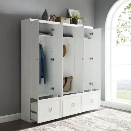 3pc Harper Entryway Hall Tree and 2 Pantry Closet Set White - Crosley image {4}