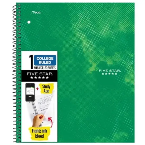 Five Star Active Subject Notebook 80ct Green image {8}