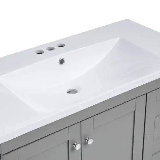 36"W Shaker Style Free-Standing Bathroom Vanity Cabinet with Resin Sink, 4 Drawers and 2 Soft-Close Doors - ModernLuxe image {12}