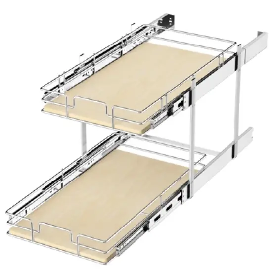 LOVMOR 2 Tier Individual Pull Out Cabinet Organizer, Slide Out Wood Shelves Organizers, Pull Out Drawers Organization and Storage for Kitchen Cabinet image {7}