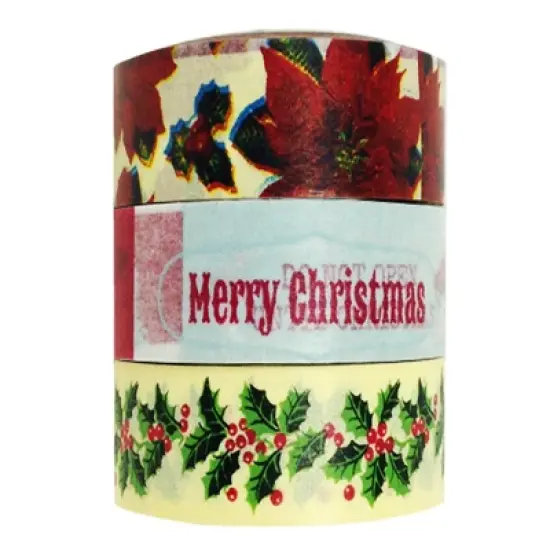 Wrapables Happy Holidays Washi Masking Tape (Set of 3) image {1}