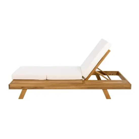 Christopher Knight Home Dawn Patio Rustic Acacia Wood Adjustable Chaise Lounge with Water-Resistant Cushion image {4}