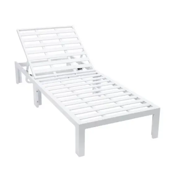 LeisureMod Chelsea Modern Outdoor Chaise Lounge Chair in White Frame with Side Table &ndash; Patio, Poolside, Balcony, and Garden Seating for Outdoor Spaces image {6}