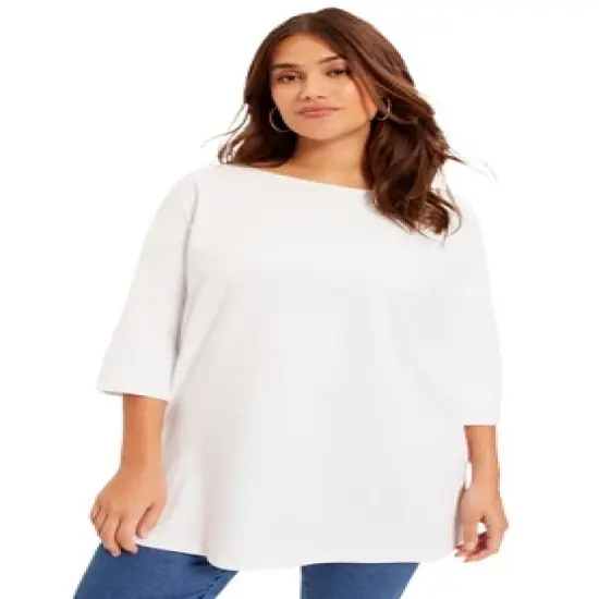 June + Vie by Roaman's Women&rsquo;s Plus Size Boatneck One + Only Tunic image {1}