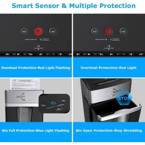 BONSEN 12-Sheet Micro Cut Paper Shredder, P-4 Security, 55dB Ultra-Quiet, 40-Min Shredding, Shreds Credit Cards/Staples, 5.3-Gal Pullout Bin image {6}