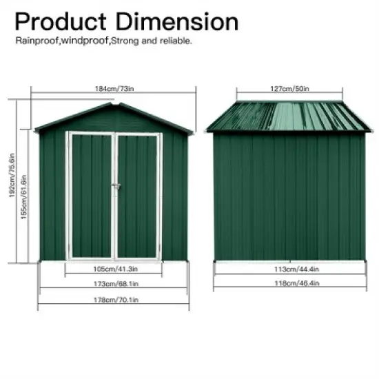 XINGHANZHENXUAN Outdoor Metal Storage Shed, Fireproof, Rot Resistant & Termite - Proof for Storage, Workshops image {5}