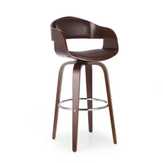 Clyo Mid-Century Modern Upholstered Swivel Barstool - Christopher Knight Home image {9}