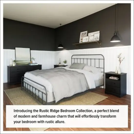 Prepac Rustic Ridge Farmhouse Bedside Nightstand with 3 Drawers image {5}