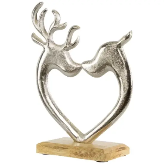 Northlight Heart Shaped Kissing Reindeer Metal Christmas Decoration - 10" image {2}