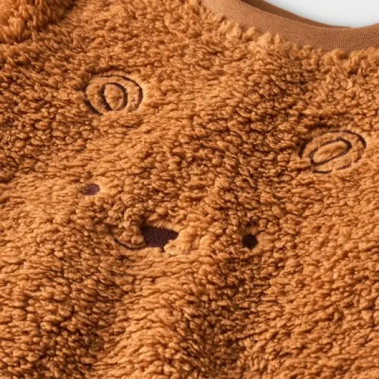 Baby Embroidered Faux Shearling Top & Bottom Set - Cat & Jack&trade; Brown image {2}