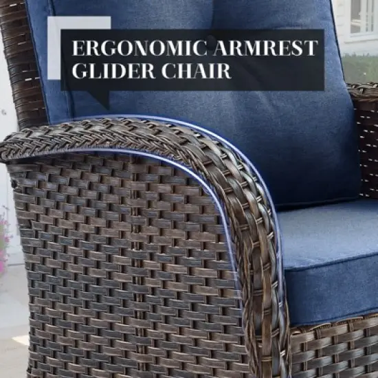 Outdoor 3-Seat Sofa Swivel Chair Table with Ottomans image {7}