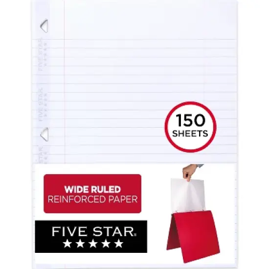Five Star 150ct Wide Ruled Filler Paper: Loose Leaf, 10.5" x 8", White, Stationery & Office Supplies image {5}