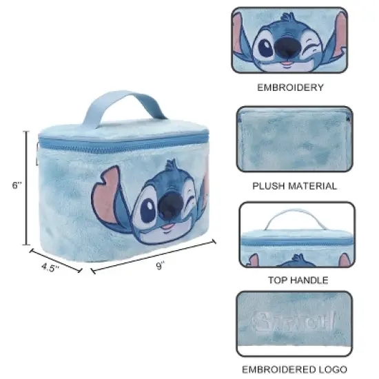 Disney Stitch Embroidered Face Blue 6&rdquo; Beauty Case image {3}